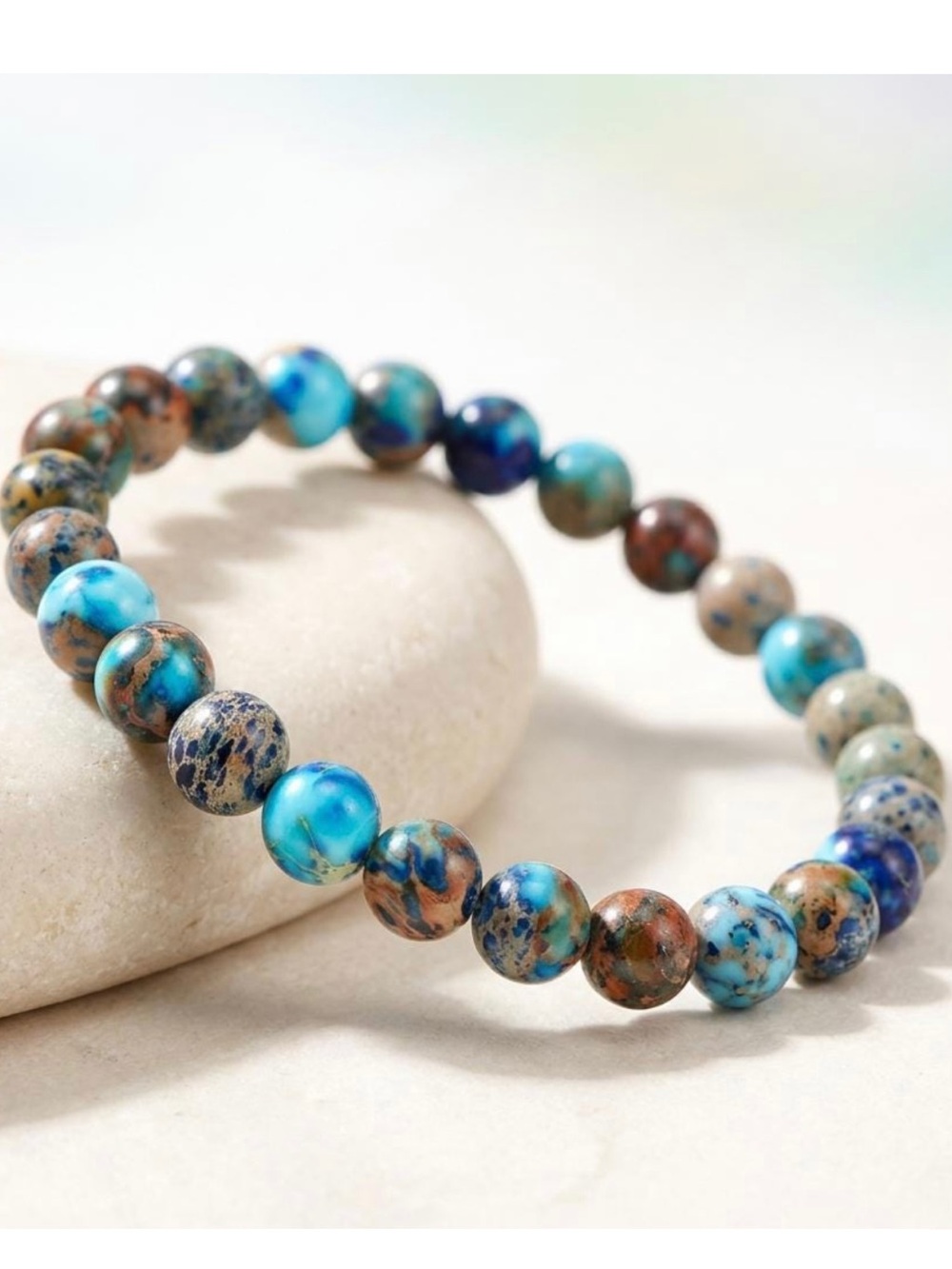 🆕New Blue Sea Sediment Jasper Gemstone Bracelet-8mm